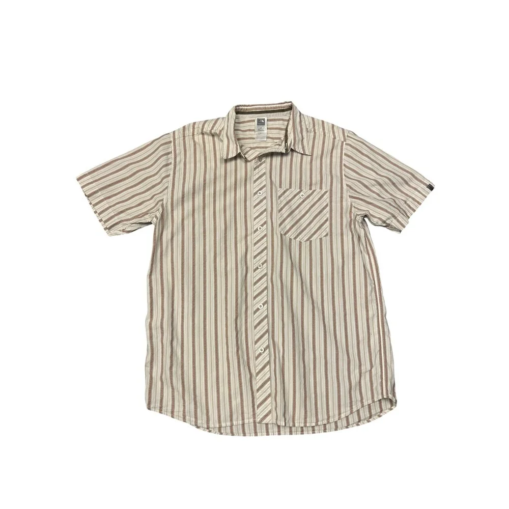 The North Face A5 Series Mens Medium Striped Button Up Shirt Short Sleeve Cotton